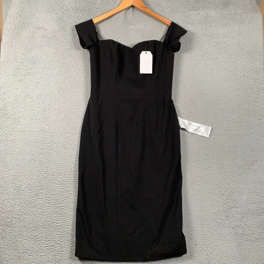 Dress The Population Bailey Midi Dress Women Large Black Off Shoulder Sweetheart